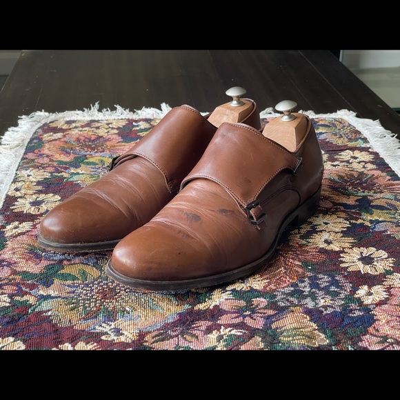Hugo Boss Shoes | Hugo Boss Premium Honey Brown Leather Double Monk Strap Dress Shoes Size 10 | Color: Brown | Size: 10 | Lawrencefraser's Closet